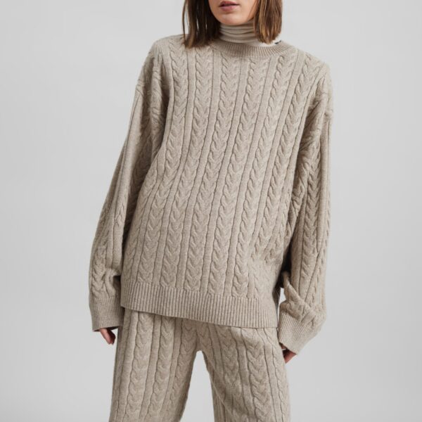 The Frankie Shop Karmoy Cable Knit Shorts - Beige - Oversized Minimalist Shorts in Beige - Shop at Coveti