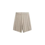 The Frankie Shop Karmoy Cable Knit Shorts - Beige - Oversized Minimalist Shorts in Beige - Shop at Coveti