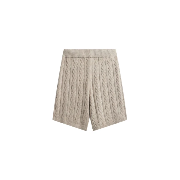 The Frankie Shop Karmoy Cable Knit Shorts - Beige - Oversized Minimalist Shorts in Beige - Shop at Coveti
