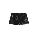 The Frankie Shop Kate Crackled Faux Leather Mini Shorts - Black - Oversized Minimalist Shorts in Black - Shop at Coveti