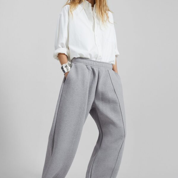 The Frankie Shop Keane Tapered Sweatpants - Grey - Oversized Minimalist Pants in Grey - Shop at Coveti