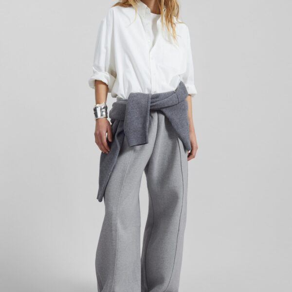 The Frankie Shop Keane Tapered Sweatpants - Grey - Oversized Minimalist Pants in Grey - Shop at Coveti