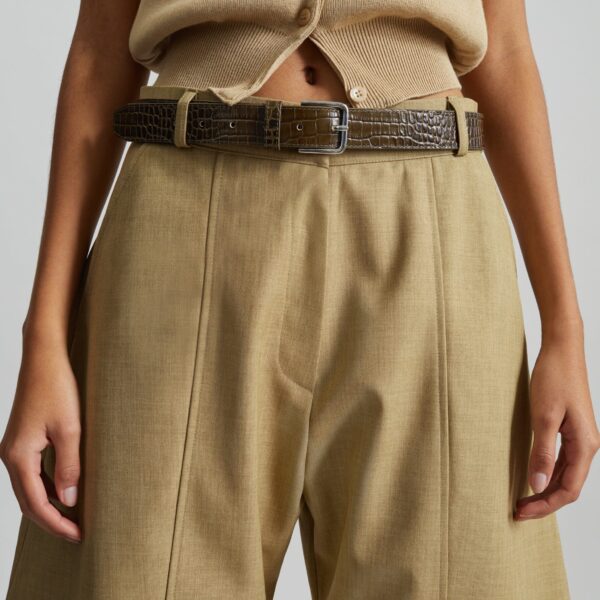 The Frankie Shop Keasden Barrel Leg Trousers - Camel - Oversized Minimalist Pants in Beige - Shop at Coveti