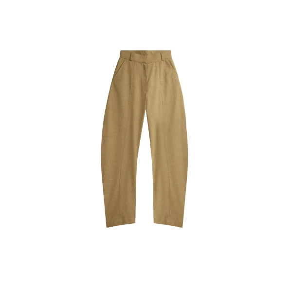 The Frankie Shop Keasden Barrel Leg Trousers - Camel - Oversized Minimalist Pants in Beige - Shop at Coveti