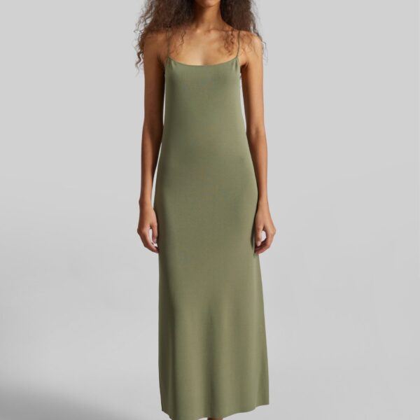 The Frankie Shop Keira Knit Midi Dress - Khaki Brown - Oversized Minimalist Dresses in Beige - Shop at Coveti