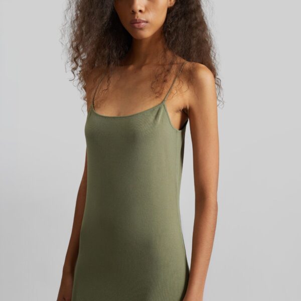 The Frankie Shop Keira Knit Midi Dress - Khaki Brown - Oversized Minimalist Dresses in Beige - Shop at Coveti