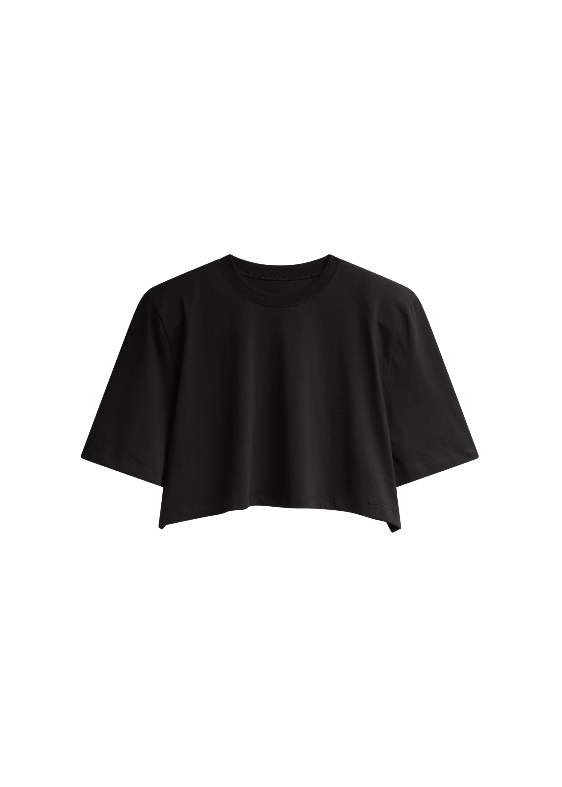 The Frankie Shop Kelan Padded Cropped Tee – Black Top