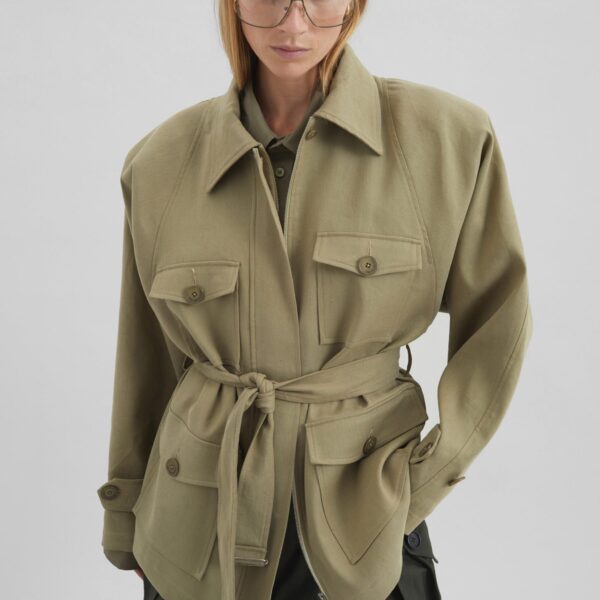 The Frankie Shop Kelia Padded Utility Jacket - Sage - Oversized Minimalist Jackets in Green - Shop at Coveti