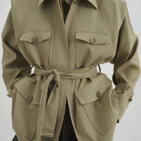 The Frankie Shop Kelia Padded Utility Jacket - Sage - Oversized Minimalist Jackets in Green - Shop at Coveti