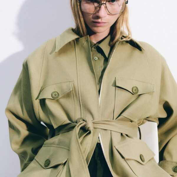 The Frankie Shop Kelia Padded Utility Jacket - Sage - Oversized Minimalist Jackets in Green - Shop at Coveti
