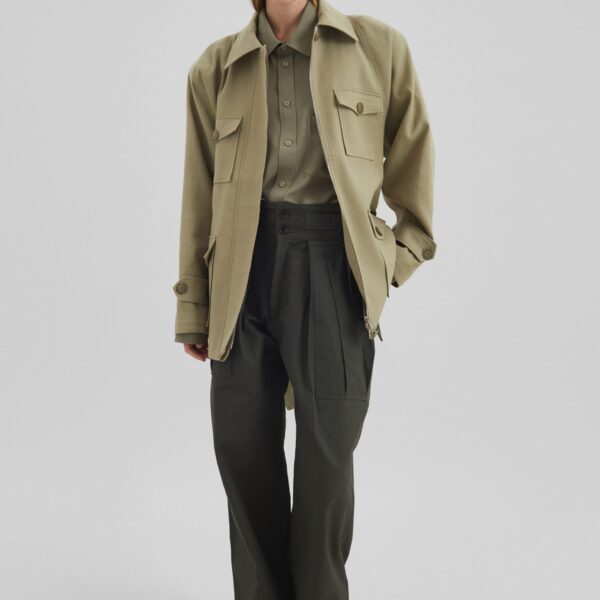 The Frankie Shop Kelia Padded Utility Jacket - Sage - Oversized Minimalist Jackets in Green - Shop at Coveti