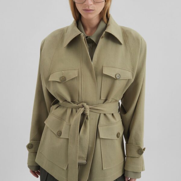 The Frankie Shop Kelia Padded Utility Jacket - Sage - Oversized Minimalist Jackets in Green - Shop at Coveti