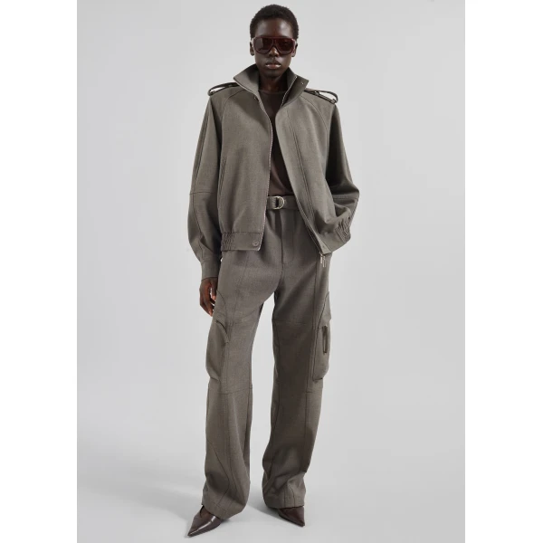 The Frankie Shop Kelly Double Weave Cargo Pants – Taupe Melange, view 2