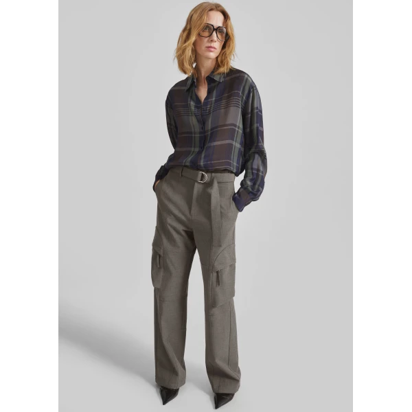 The Frankie Shop Kelly Double Weave Cargo Pants – Taupe Melange, view 4
