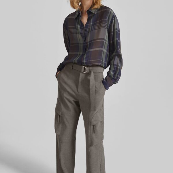 The Frankie Shop Kelly Double Weave Cargo Pants - Taupe Melange - Oversized Minimalist Pants in Beige - Shop at Coveti