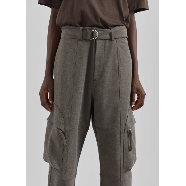The Frankie Shop Kelly Double Weave Cargo Pants – Taupe Melange, view 6
