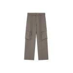 The Frankie Shop Kelly Double Weave Cargo Pants - Taupe Melange - Oversized Minimalist Pants in Beige - Shop at Coveti