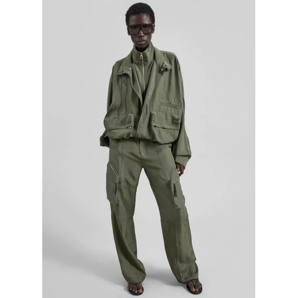 The Frankie Shop Kelly Fluid Cargo Pants – Moss Green, view 2