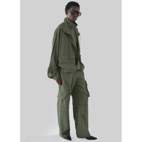 The Frankie Shop Kelly Fluid Cargo Pants – Moss Green, view 4
