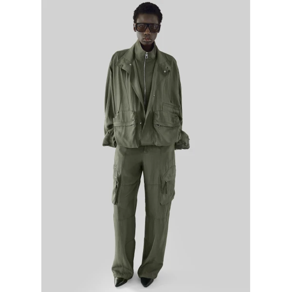 The Frankie Shop Kelly Fluid Cargo Pants – Moss Green, view 6