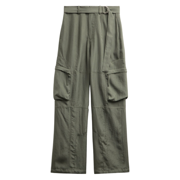 The Frankie Shop Kelly Fluid Cargo Pants - Moss Green - Oversized Minimalist Pants in Green - Shop at Coveti