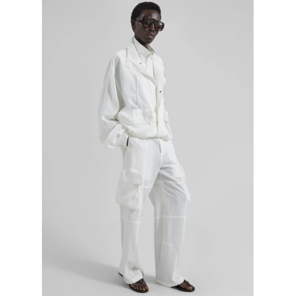 The Frankie Shop Kelly Fluid Cargo Pants – White, view 2