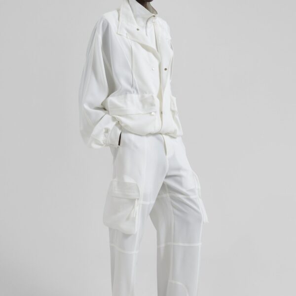 The Frankie Shop Kelly Fluid Cargo Pants - White - Oversized Minimalist Pants in White - Shop at Coveti