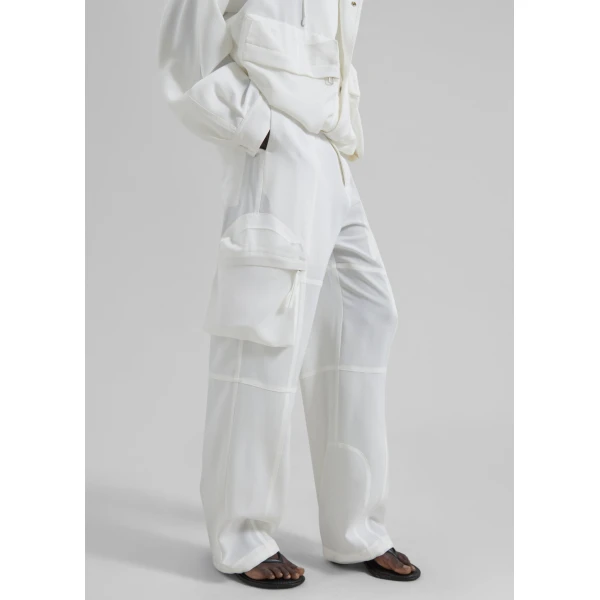 The Frankie Shop Kelly Fluid Cargo Pants – White, view 3