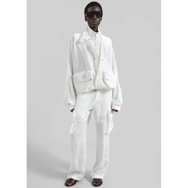 The Frankie Shop Kelly Fluid Cargo Pants – White, view 4