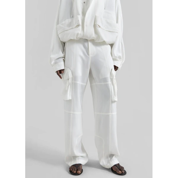 The Frankie Shop Kelly Fluid Cargo Pants – White, view 5
