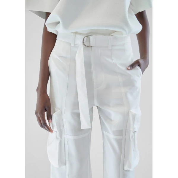 The Frankie Shop Kelly Fluid Cargo Pants – White, view 6