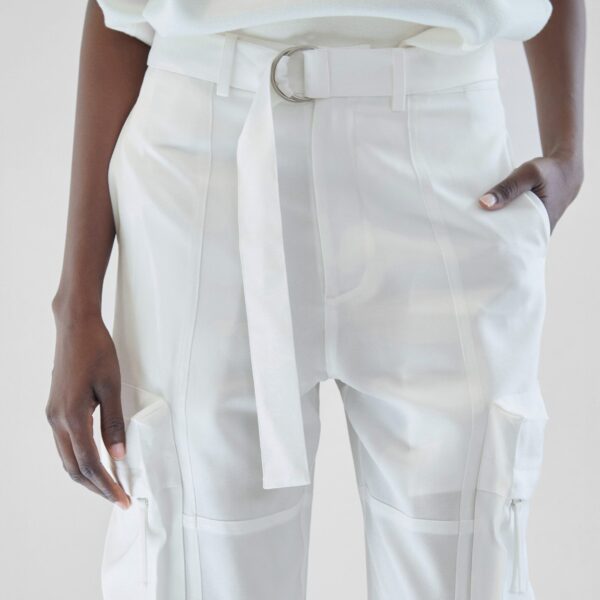 The Frankie Shop Kelly Fluid Cargo Pants - White - Oversized Minimalist Pants in White - Shop at Coveti