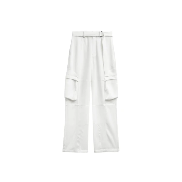 The Frankie Shop Kelly Fluid Cargo Pants - White - Oversized Minimalist Pants in White - Shop at Coveti