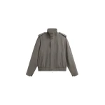 The Frankie Shop Kelly Padded Double Weave Blouson - Taupe Melange - Oversized Minimalist Jackets in Beige - Shop at Coveti
