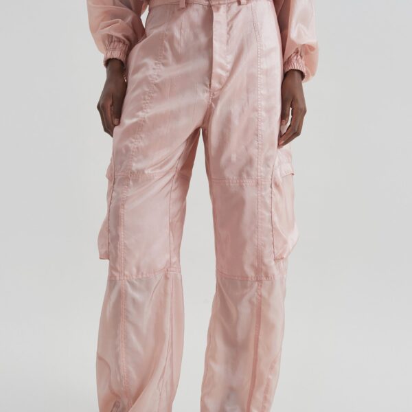 The Frankie Shop Kelly Sheer Cargo Pants - Pink - Oversized Minimalist Pants in Pink - Shop at Coveti