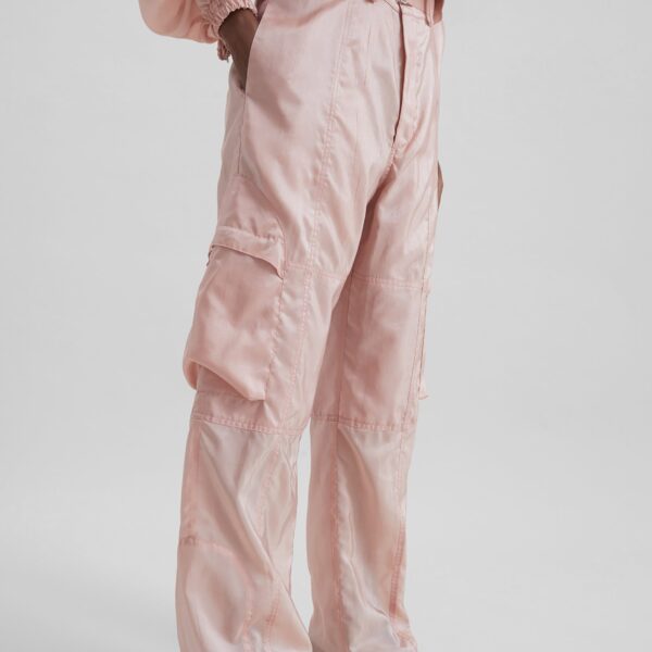 The Frankie Shop Kelly Sheer Cargo Pants - Pink - Oversized Minimalist Pants in Pink - Shop at Coveti