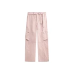 The Frankie Shop Kelly Sheer Cargo Pants - Pink - Oversized Minimalist Pants in Pink - Shop at Coveti
