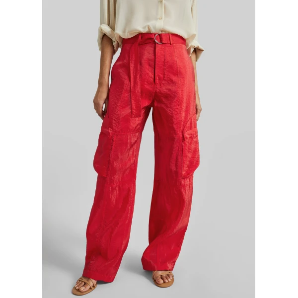 The Frankie Shop Kelly Sheer Cargo Pants – Red, view 4