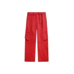 The Frankie Shop Kelly Sheer Cargo Pants - Red - Oversized Minimalist Pants in Red - Shop at Coveti