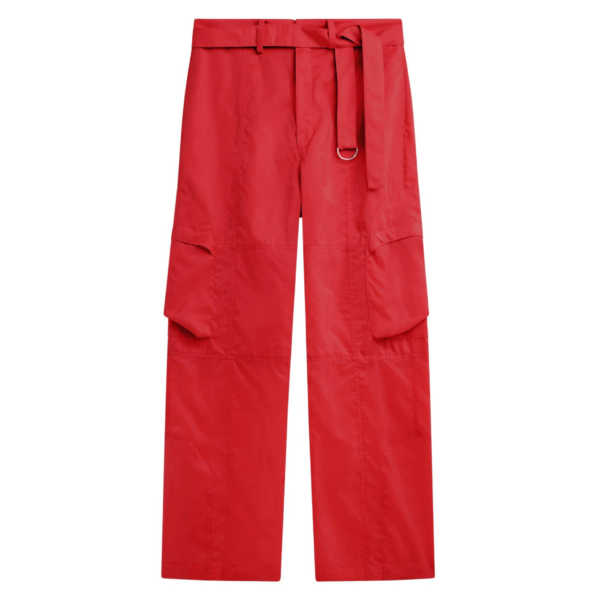 The Frankie Shop Kelly Sheer Cargo Pants - Red - Oversized Minimalist Pants in Red - Shop at Coveti