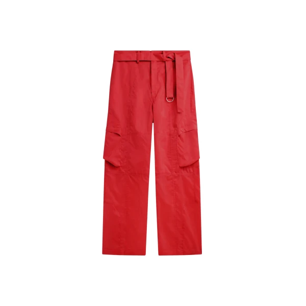 The Frankie Shop Kelly Sheer Cargo Pants - Red - Oversized Minimalist Pants in Red - Shop at Coveti
