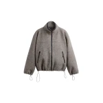 The Frankie Shop Kenei Fleece Zip Jacket - Greige Melange - Oversized Minimalist Jackets in Grey - Shop at Coveti
