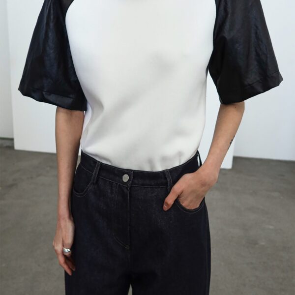 The Frankie Shop Kessel Denim Pants - Dark Wash - Oversized Minimalist Pants in Grey - Shop at Coveti