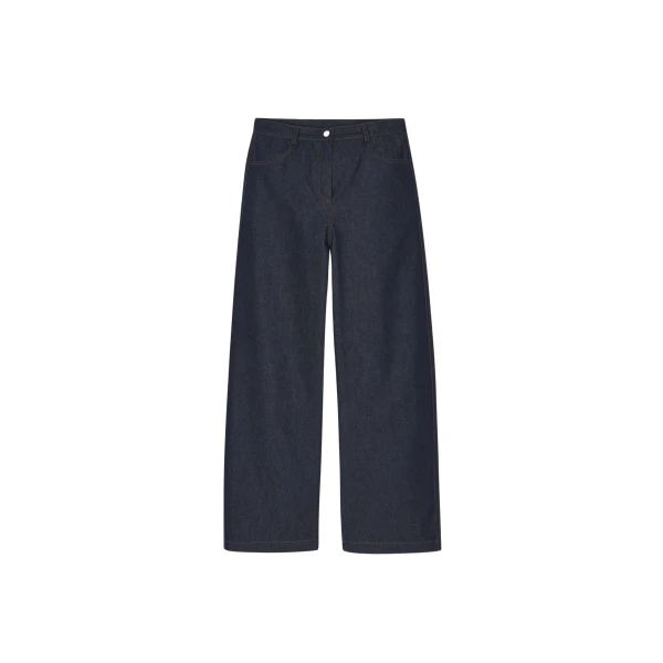 The Frankie Shop Kessel Denim Pants - Dark Wash - Oversized Minimalist Pants in Grey - Shop at Coveti