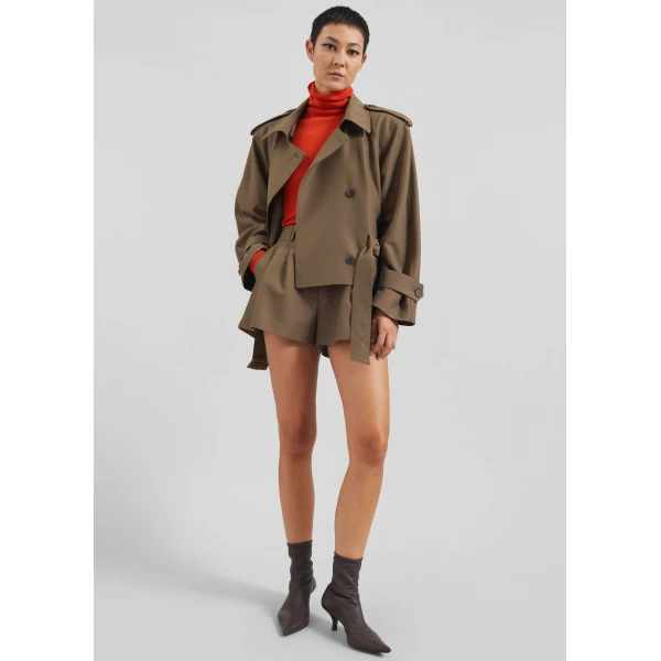 The Frankie Shop Kinsley Cropped Trench Jacket – Brown, view 4