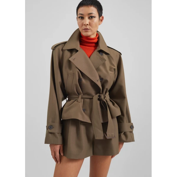 The Frankie Shop Kinsley Cropped Trench Jacket – Brown, view 5