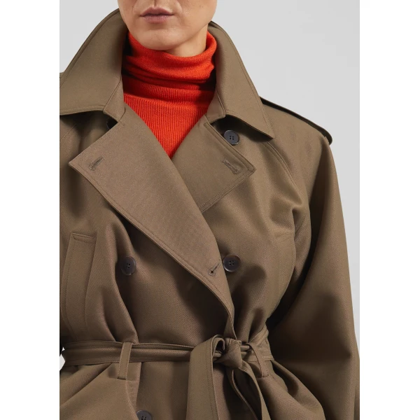 The Frankie Shop Kinsley Cropped Trench Jacket – Brown, view 6