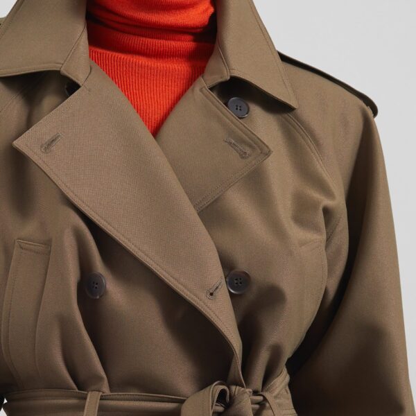 The Frankie Shop Kinsley Cropped Trench Jacket - Brown - Oversized Minimalist Coats in Beige - Shop at Coveti