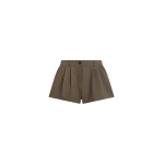 The Frankie Shop Kinsley Mini Shorts - Brown - Oversized Minimalist Shorts in Beige - Shop at Coveti