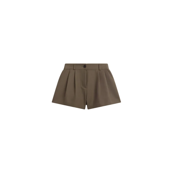 The Frankie Shop Kinsley Mini Shorts - Brown - Oversized Minimalist Shorts in Beige - Shop at Coveti